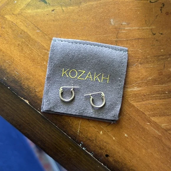 Kozakh Thin Micro Hoops Earrings - Picture 4 of 4